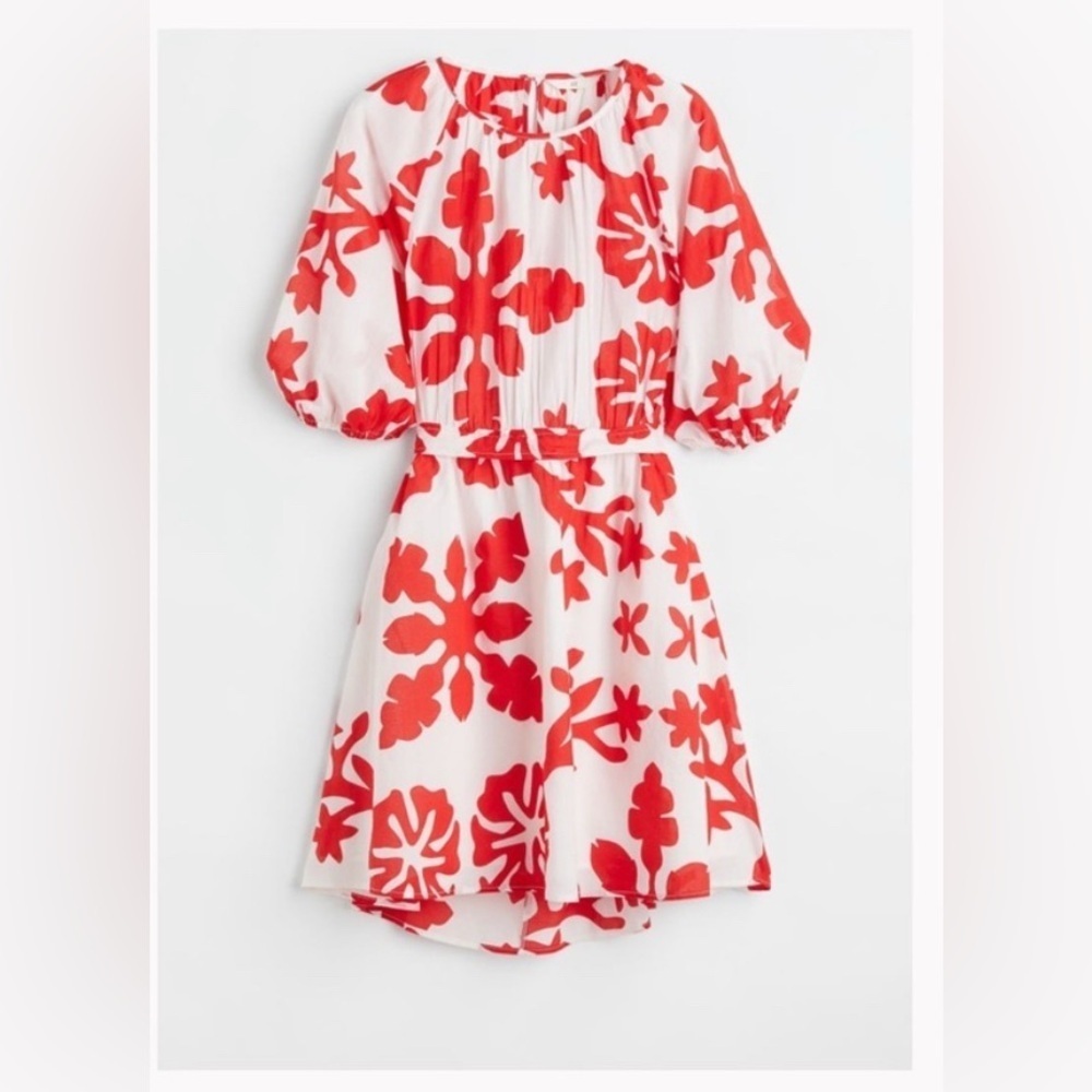 H&M Hawaiian Floral Dress Size XS Open Tied Back (T)